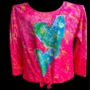 Leoma Lovegrove Romantic Valentine Heart Art Top Shirt Boho Artist Pink L